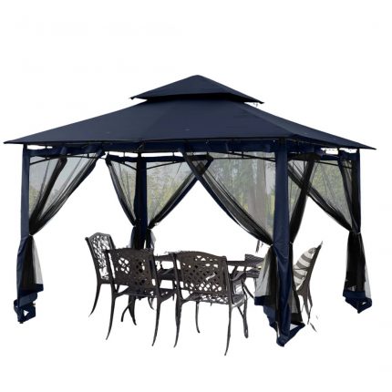 12 Ft. W x 10 Ft. D Steel Patio Gazebo with Mesh Netting